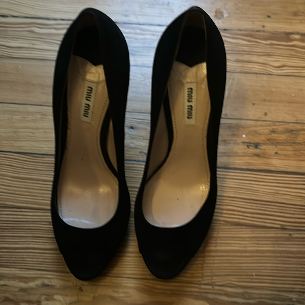 Miu Miu open toe suede heels size 39